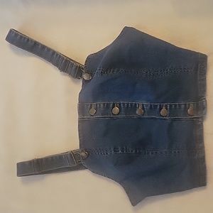 Women's stretchy  blue Jean top.  Button up with adjustable straps.  Size medium